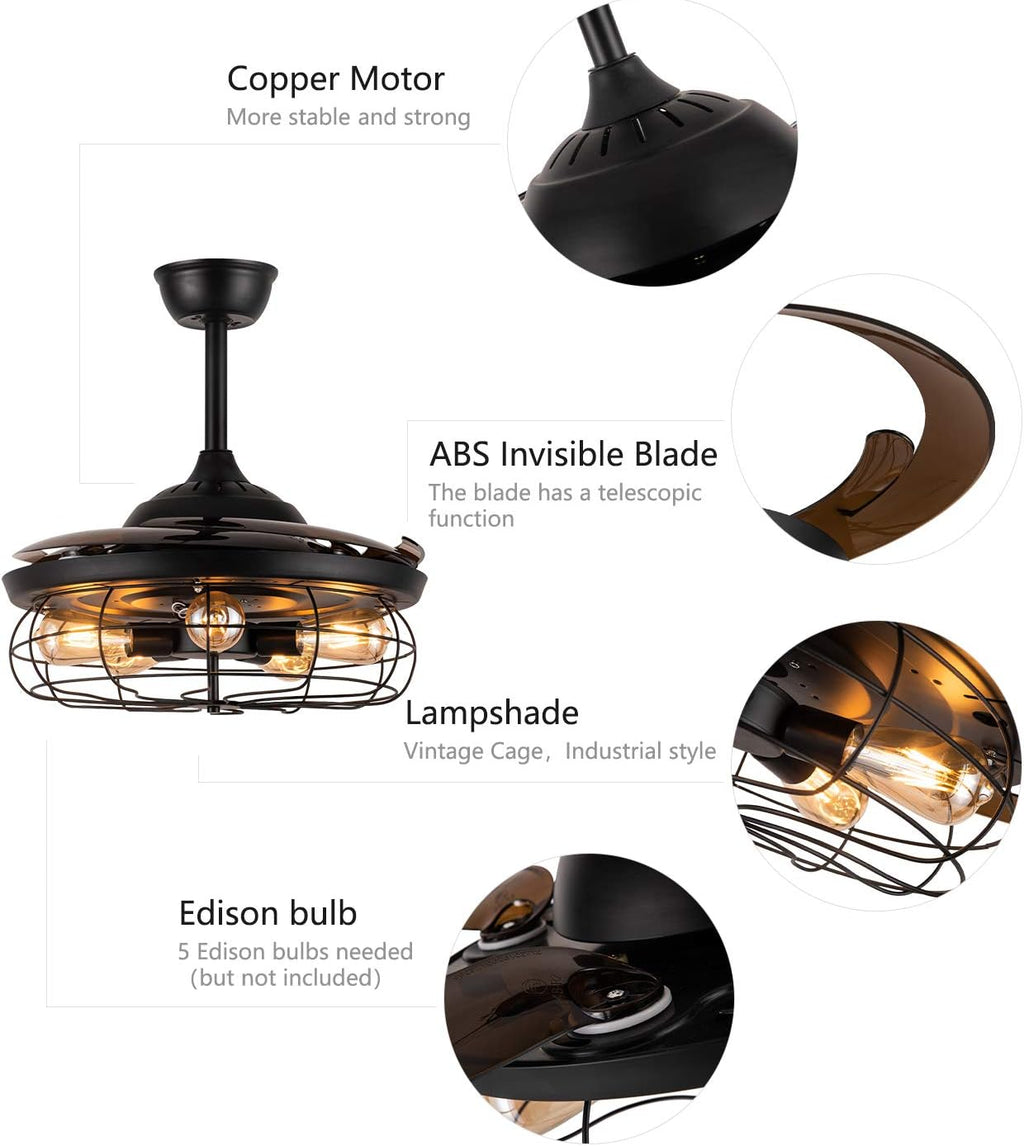 Black Reverse Ceiling Fan with Remote B947933