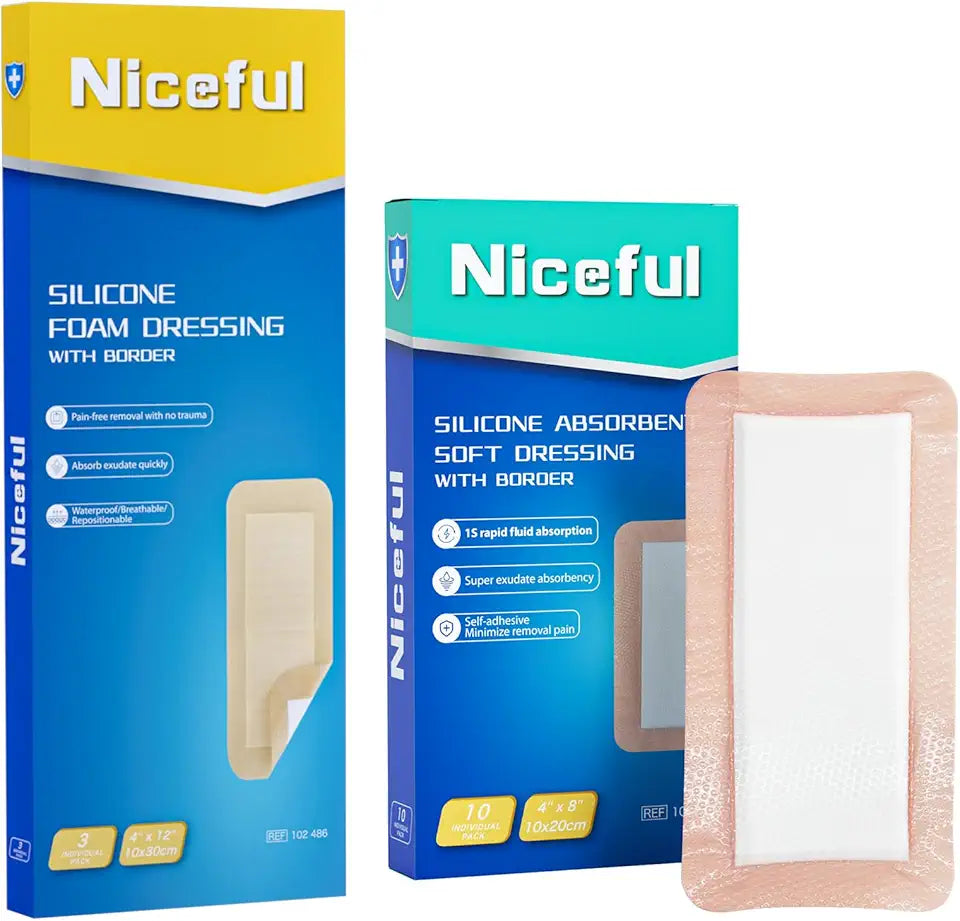 4"×8" Silicone Super Absorbent Wound Dressing & 4"×12" Silicone Foam Dressing V35340