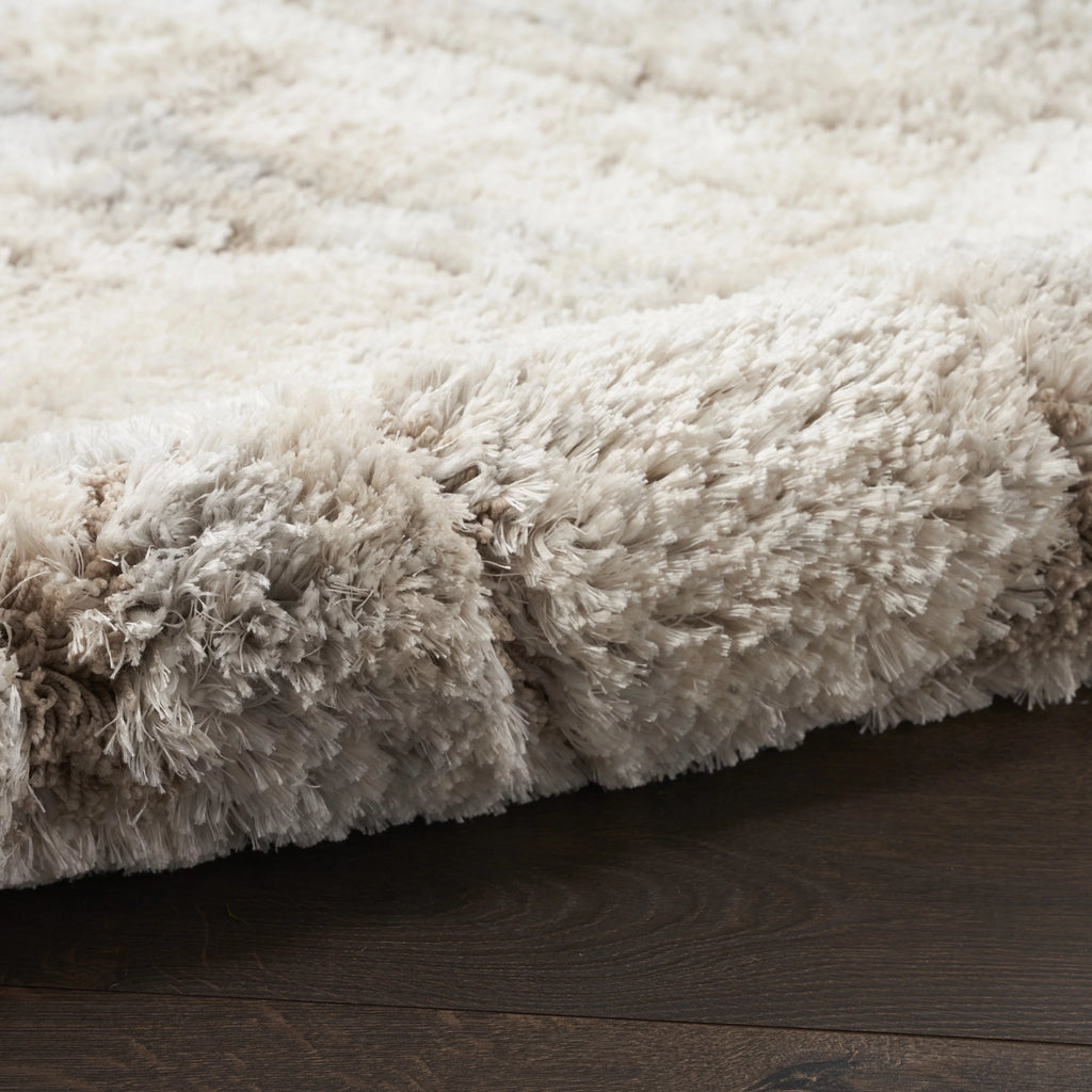 Ivory Beige Abstract Shag Area Rug 7'10" x 9'10" E520293
