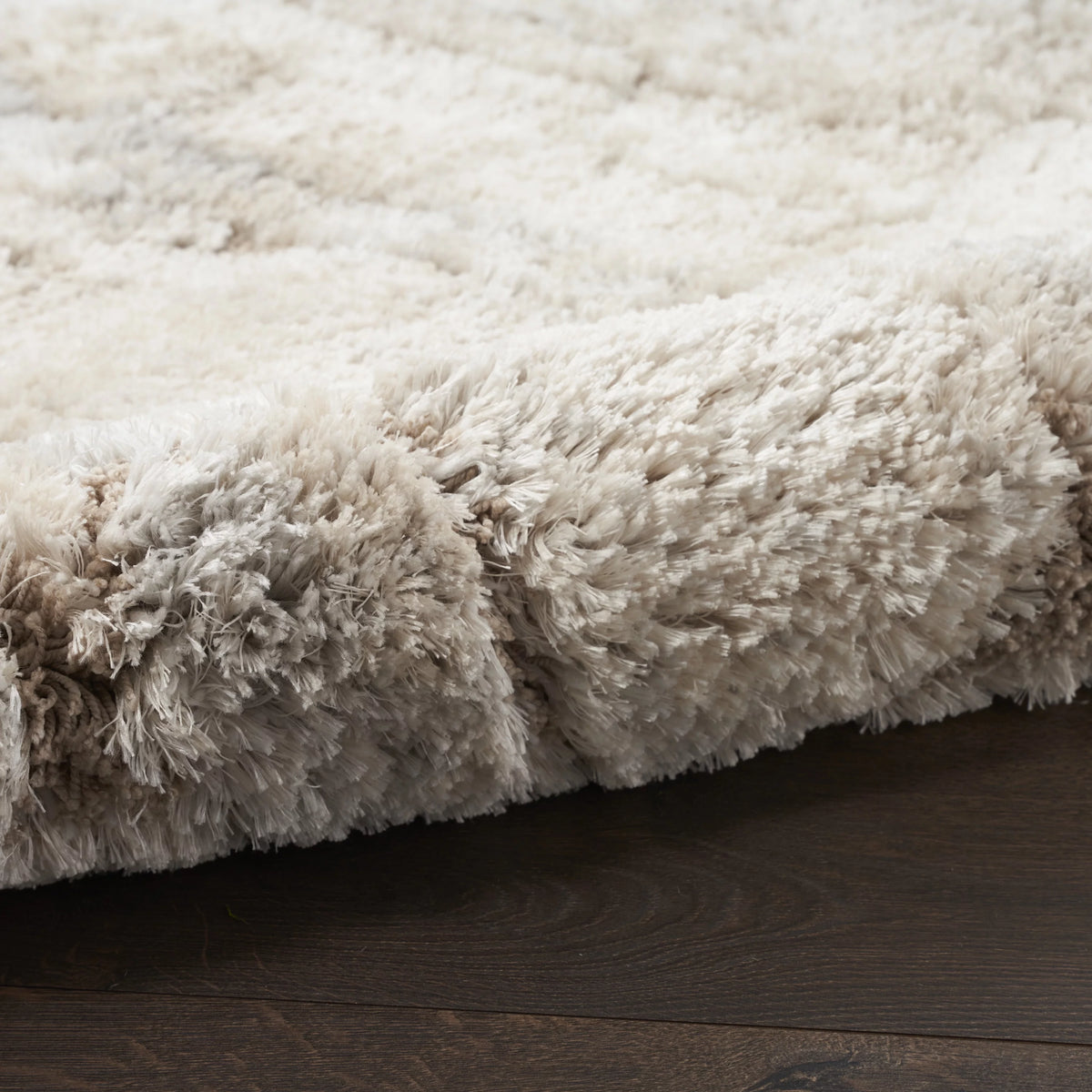 Ivory Beige Abstract Shag Area Rug 7'10" x 9'10" E520293