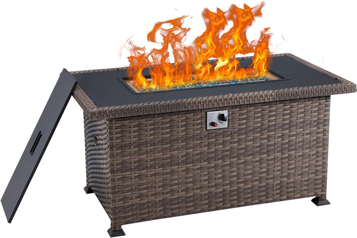 Propane Fire Pit Table 32in 50,000BTU Smokeless with Cover Brown Q580