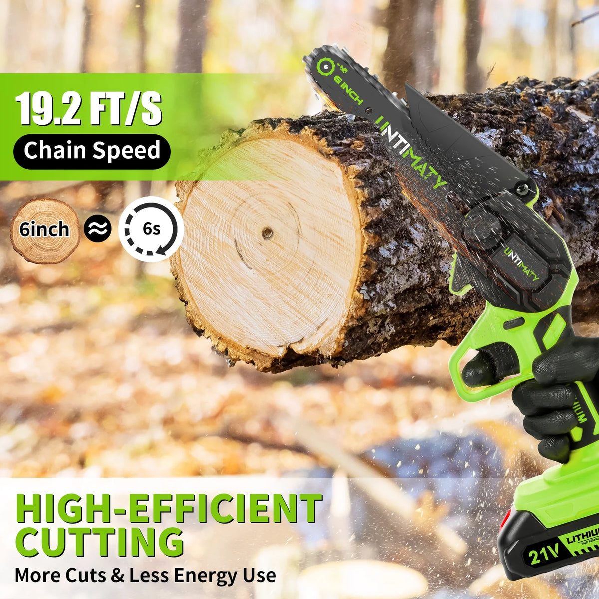 6-inch Cordless Mini Chainsaw with 2 Batteries 2 Chains T29802