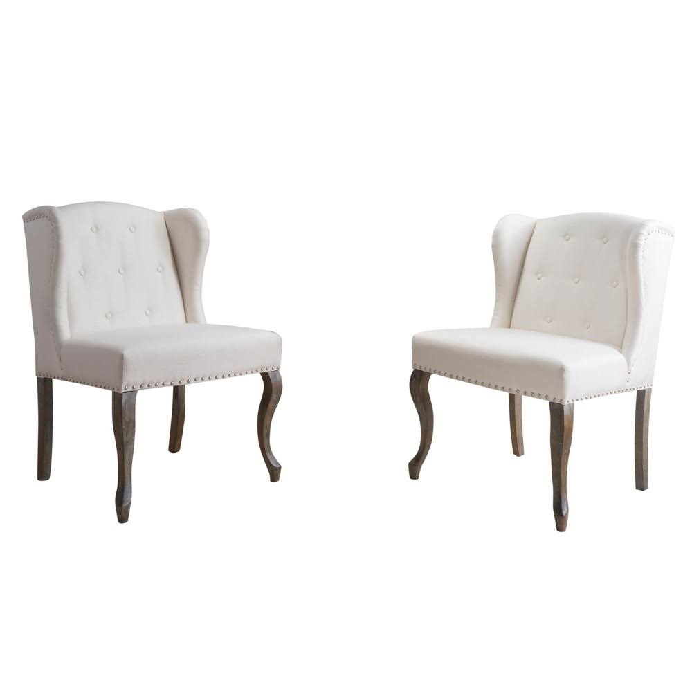 Beige Fabric Accent Chairs Set of 2 J71550