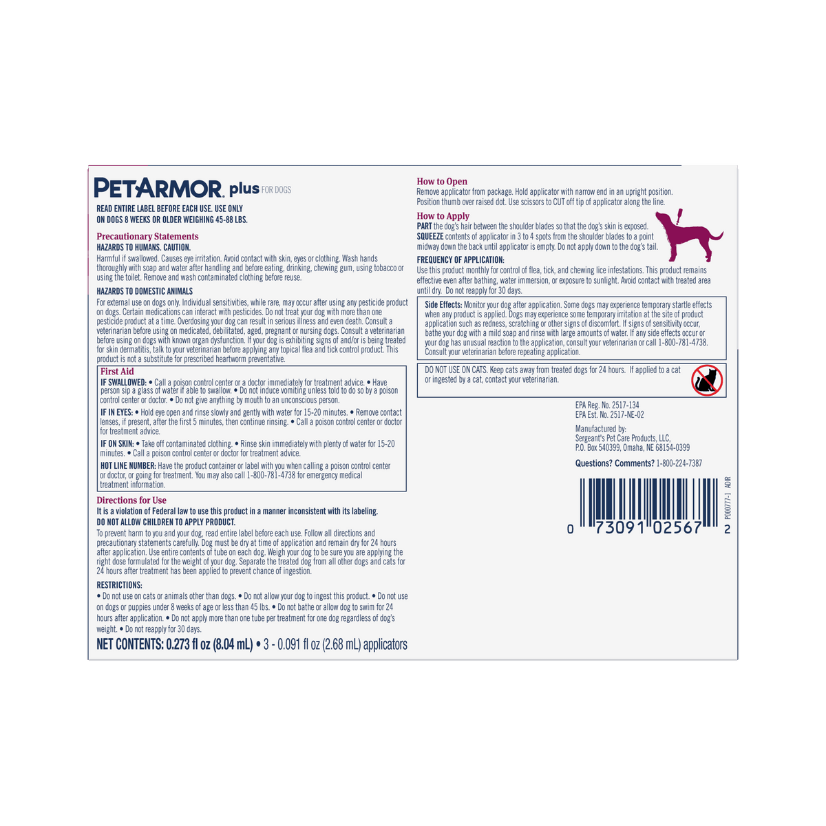 Flea & Tick Prevention for Large Dogs 3 Month Supply Z63256