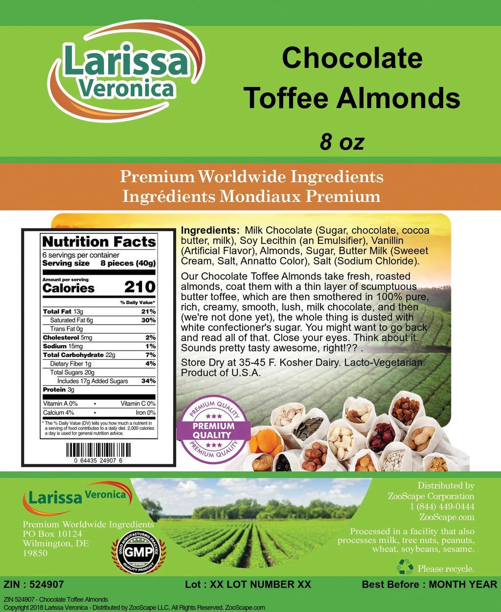 Chocolate Toffee Almonds 8 oz 2-Pack H406401