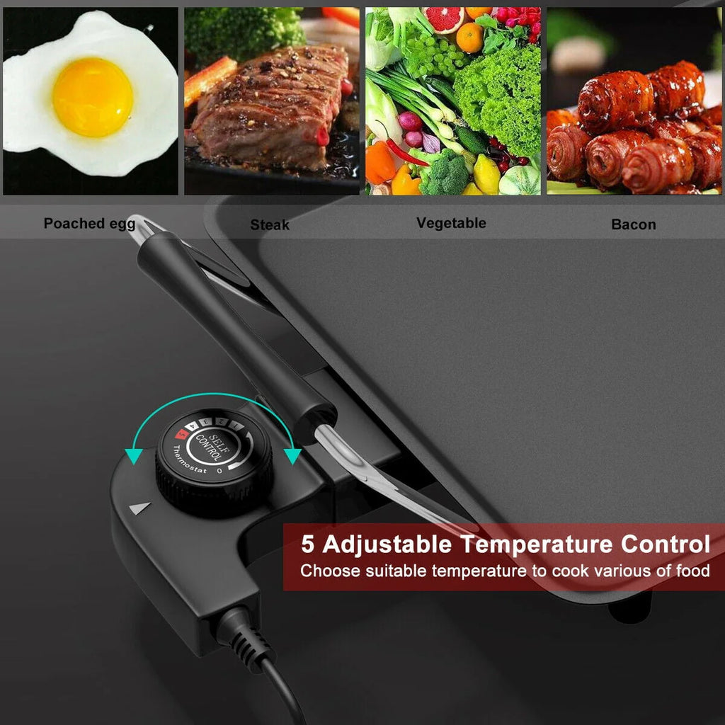 Electric Teppanyaki Table Top Grill Griddle Nonstick Camping Y174766