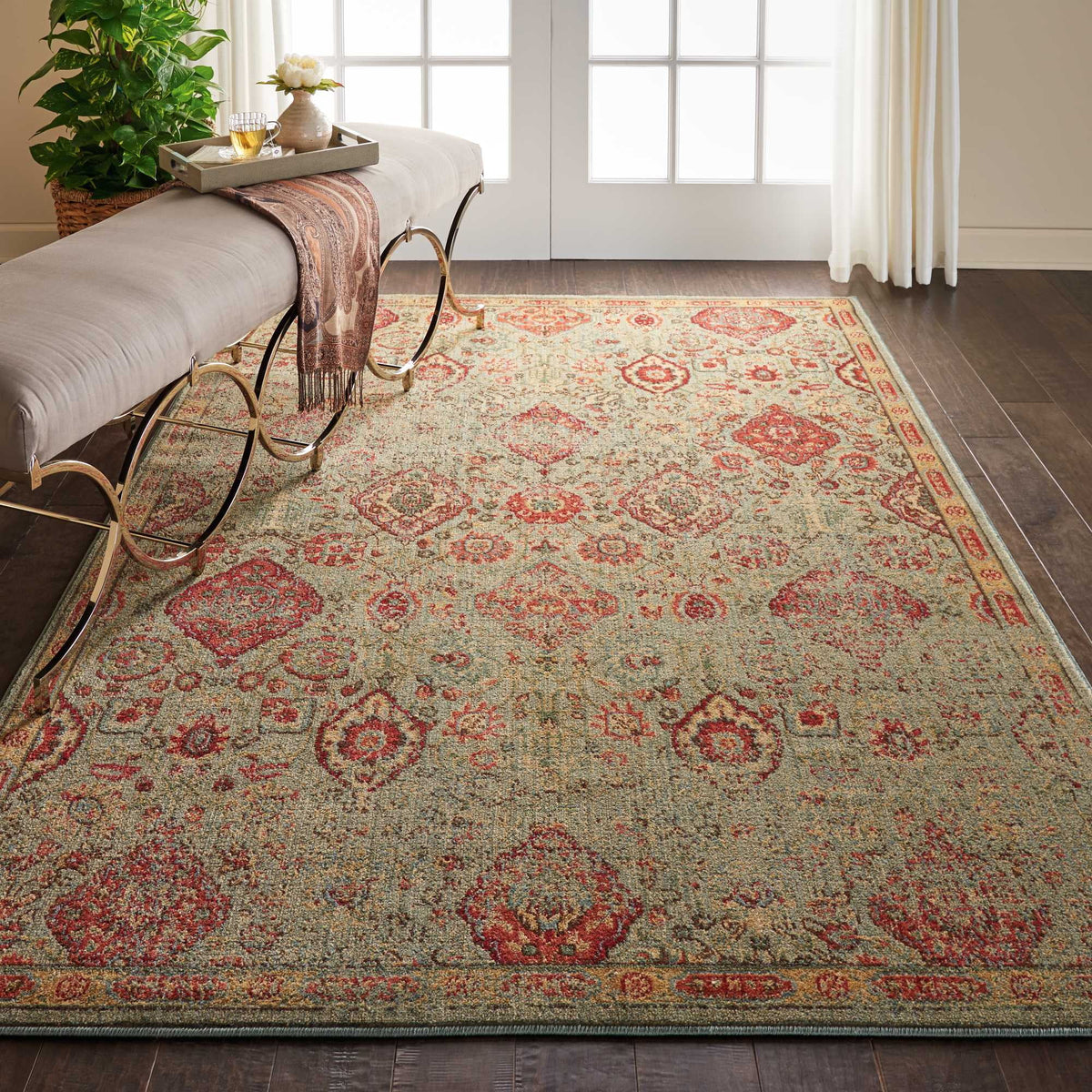 Light Green Persian Area Rug A68641