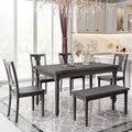 6 Piece Wooden Dining Table Set with 4 Chairs and Bench S96097