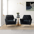 Black Velvet Upholstered Armchair Set of 2 W122
