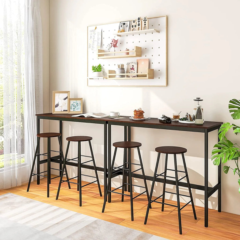 3-Piece Counter Height Table Set with 2 Round Stools Black I983075