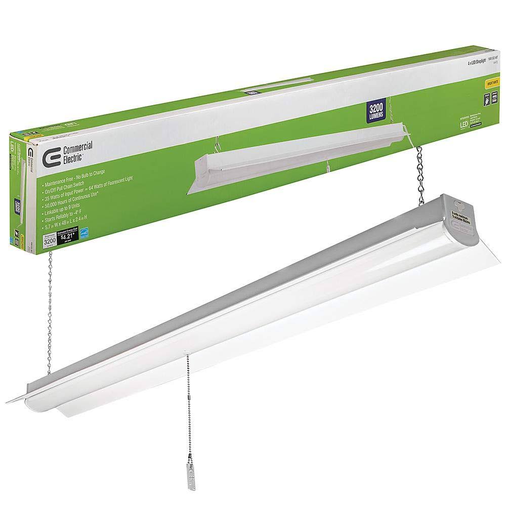 4 ft White LED Shop Light Fixture 4 Pack T90610
