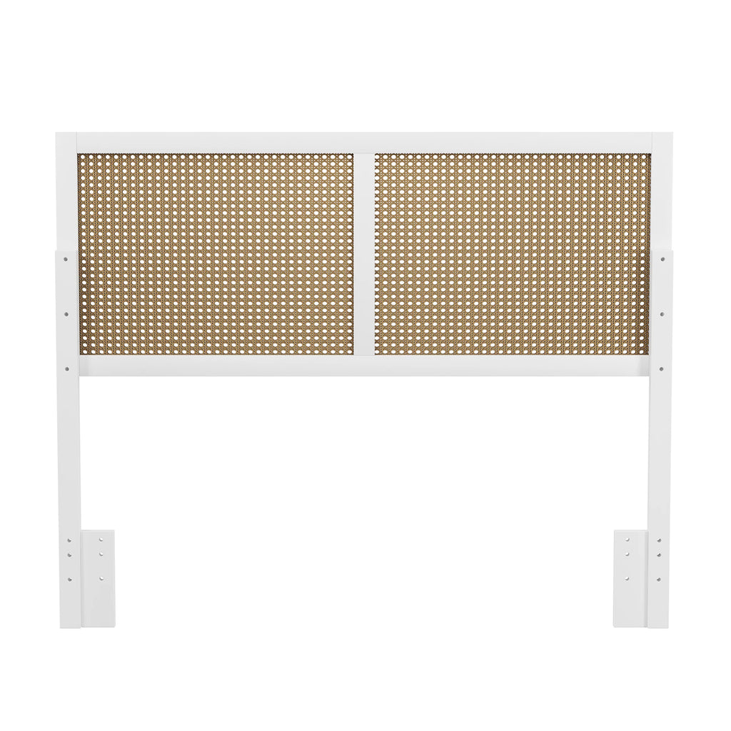 White Wood and Cane Panel Full/Queen Headboard F605