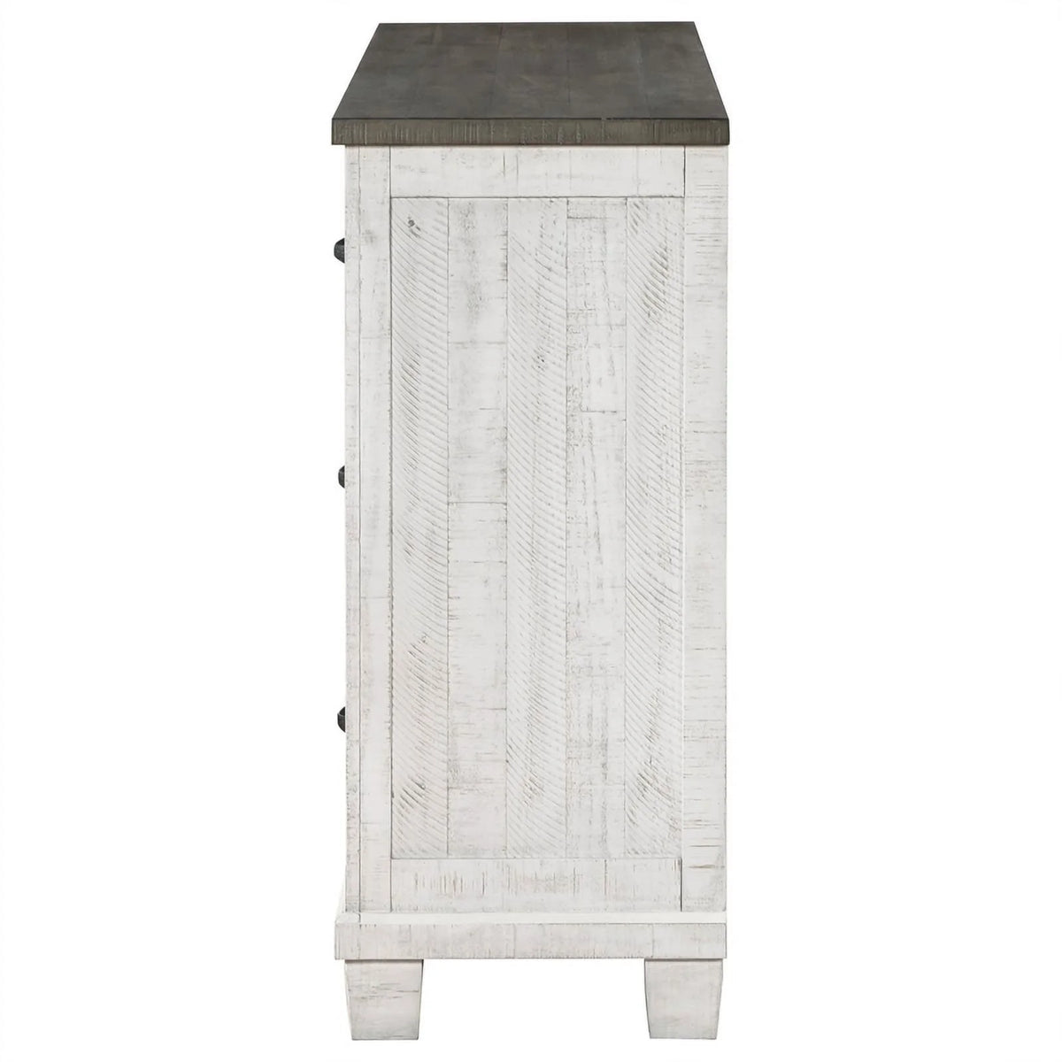 7 Drawer Wood Dresser Distressed Gray and White T72258