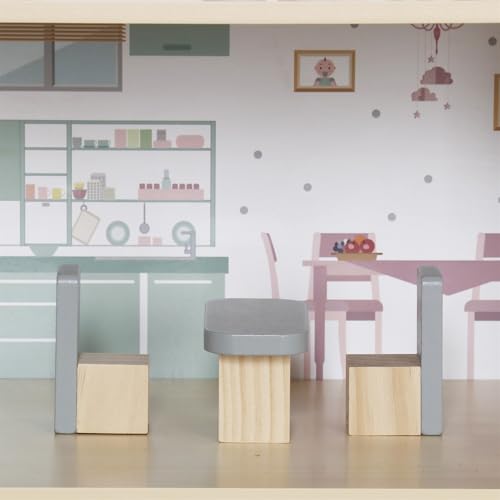 Wooden Playhouse with Balcony and 12 PCS Accessories B58212