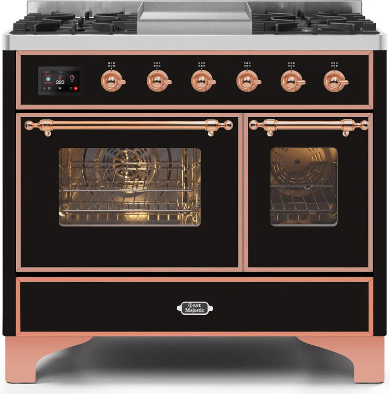 Glossy Black Copper Trim Dual Fuel Propane Gas Range K1947