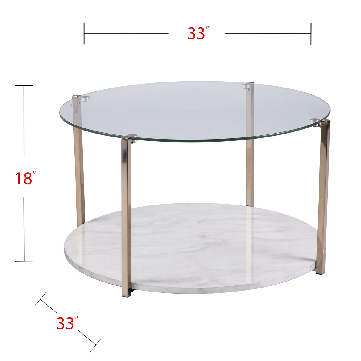 Modern Faux Marble and Glass Top Round Coffee Table B8870