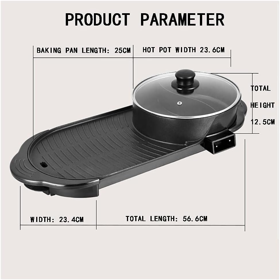 Hot Pot with Grill 2 IN 1, 1500W, Capacity for 3-4 People Y795820