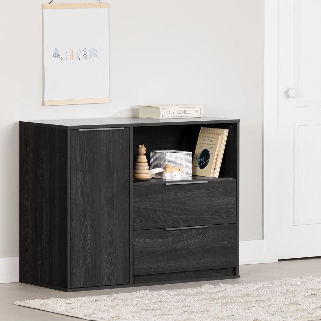 Contemporary 2 Drawer Gray Oak Chest L9177