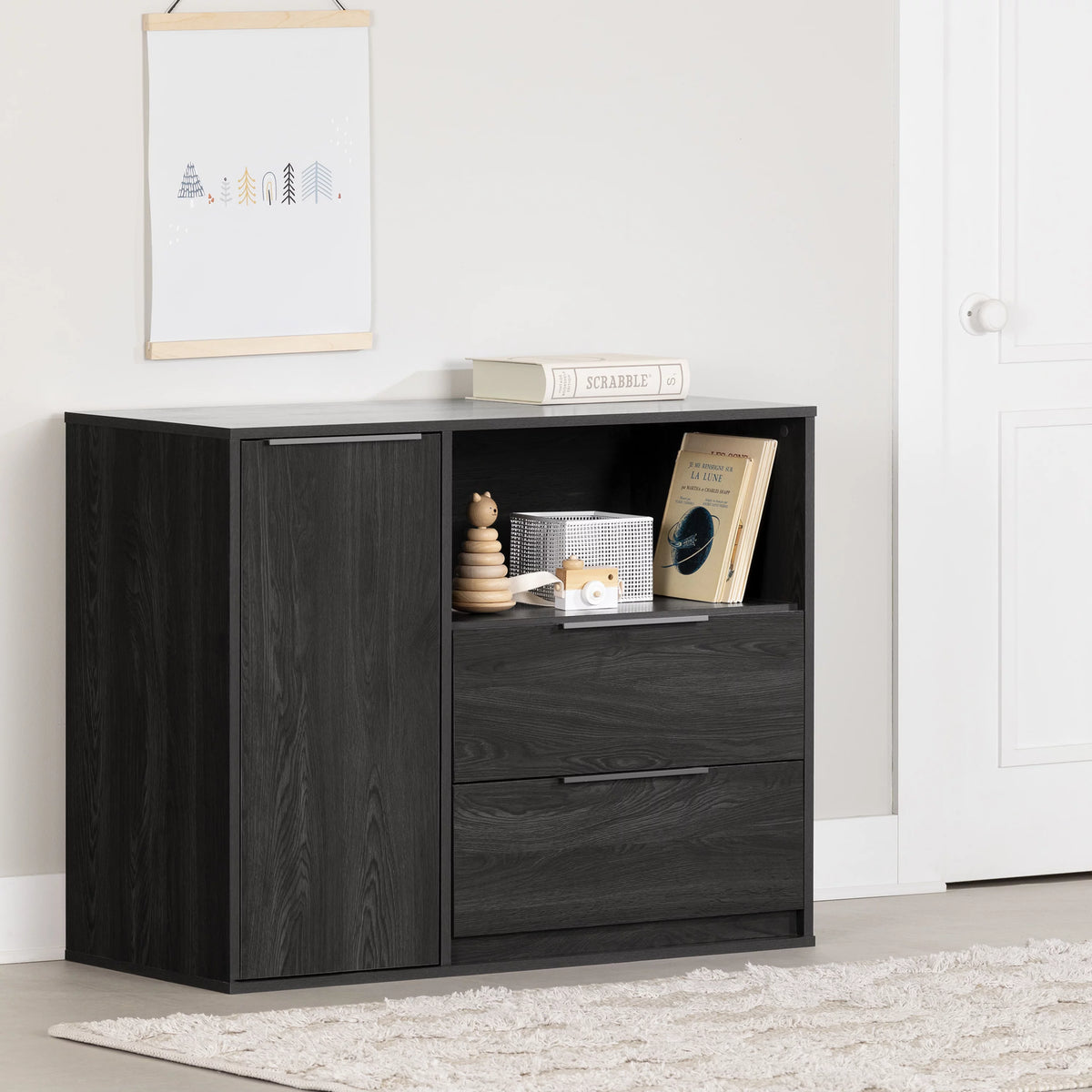 Contemporary 2 Drawer Gray Oak Chest L9177