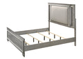 Queen Upholstered Wooden Panel Bed with LED in Gray Oak P948