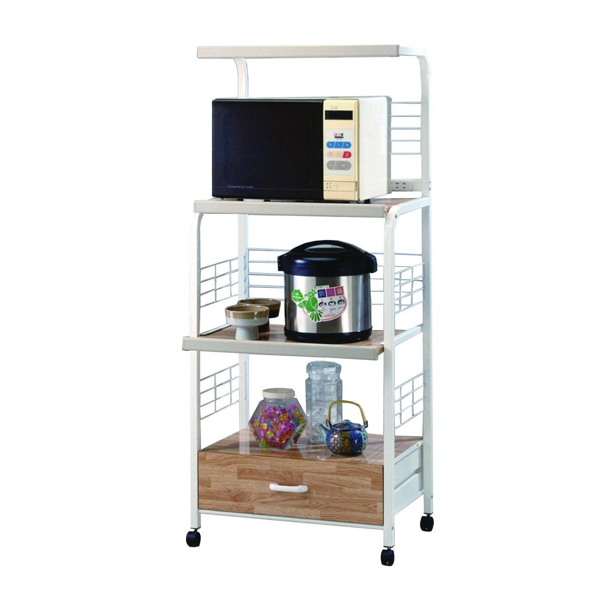 White Kitchen Shelf on Casters T806394