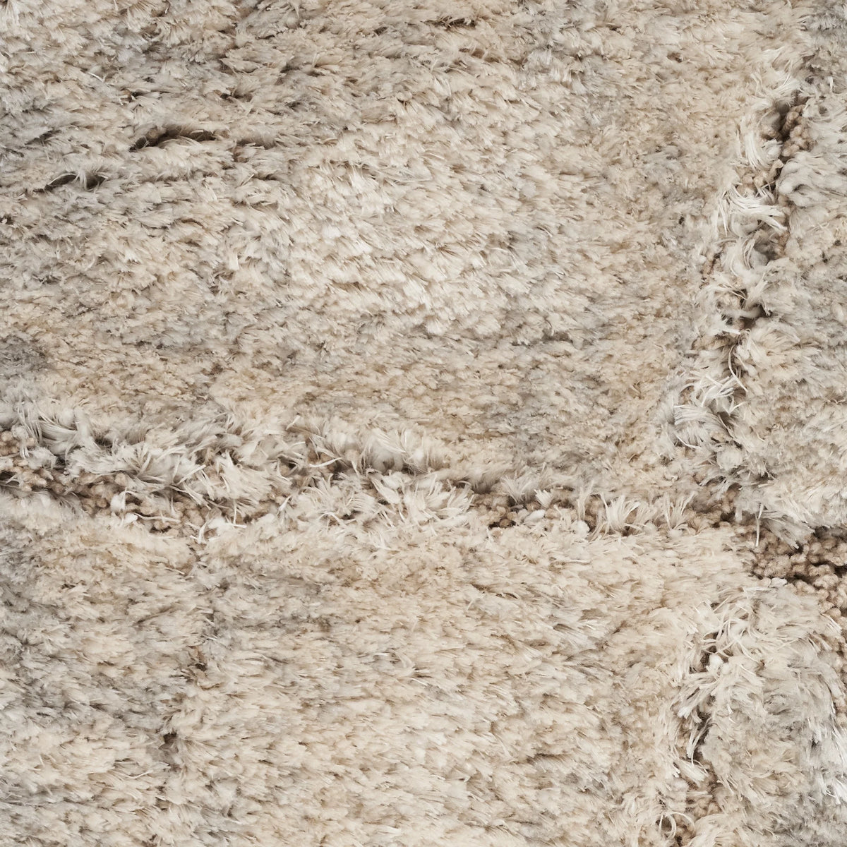 Ivory Beige Abstract Shag Area Rug 7'10" x 9'10" E520293