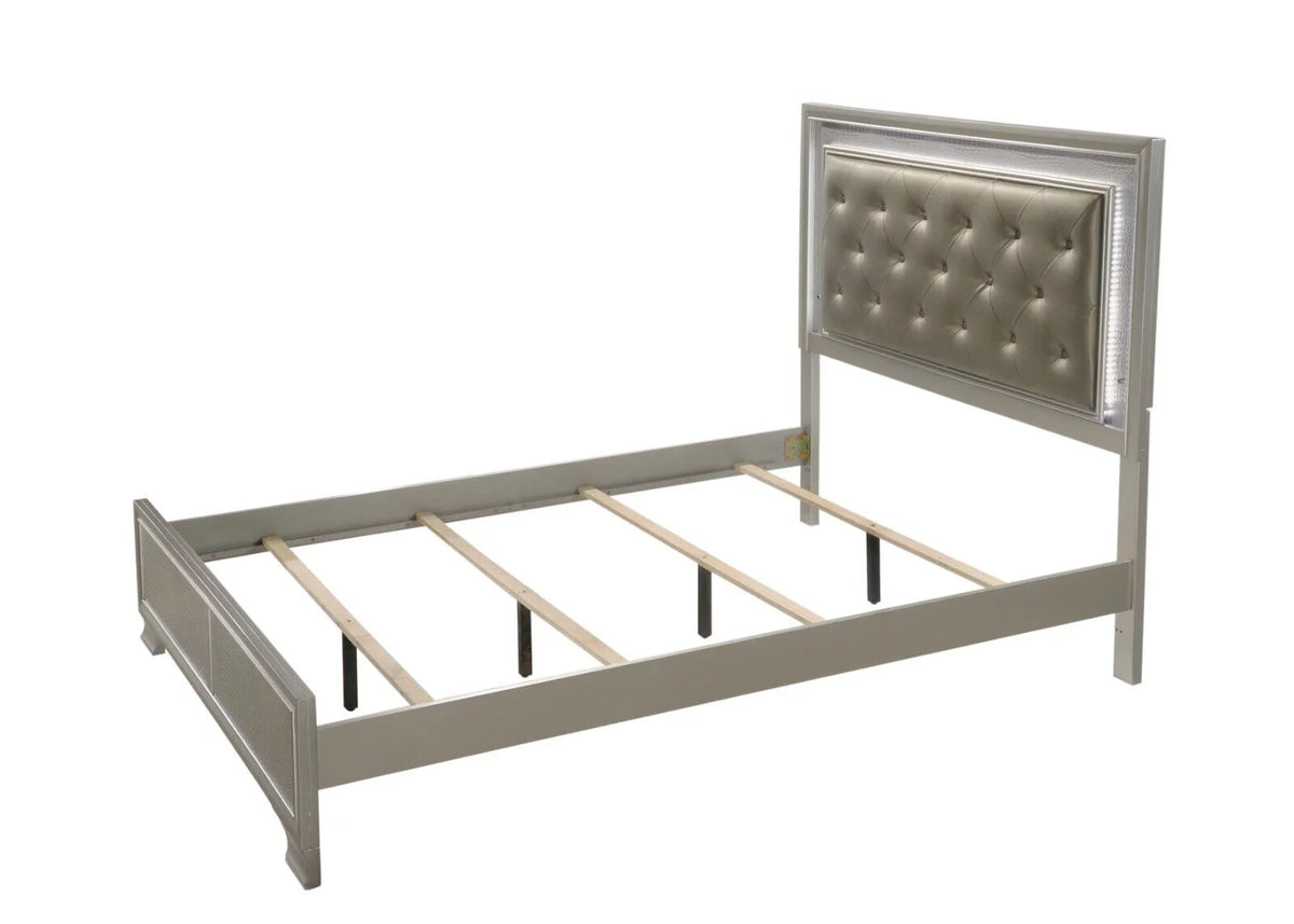 Queen Size Upholstered Panel Bed Chest Nightstand Set H2736