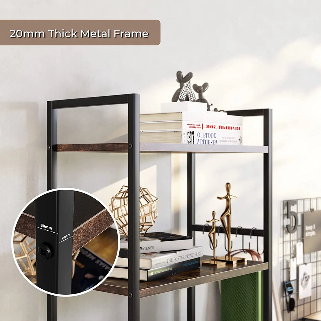 5 Tier Wood Bookcase with 4 Hooks B771605