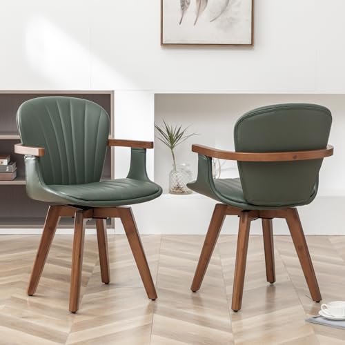 Set of 2 Gray Fabric Faux Leather Dining Chairs with Arms Y663