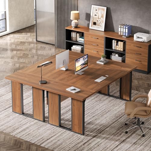 L-Shaped Executive Desk with Drawers Cabinet and Storage Shelves V749057