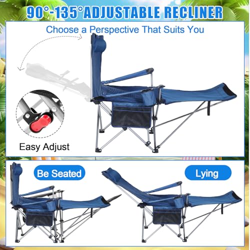 2 Set Folding Camping Chair with Umbrella and Foot Rest N654