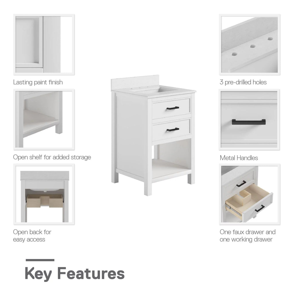 24 Inch Bathroom Vanity with Ceramic Sink A9751