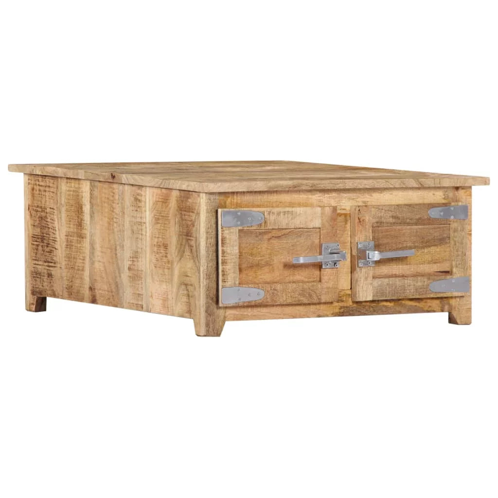 Mango Wood Coffee Table with 2 Cabinets and 2 Doors Q669