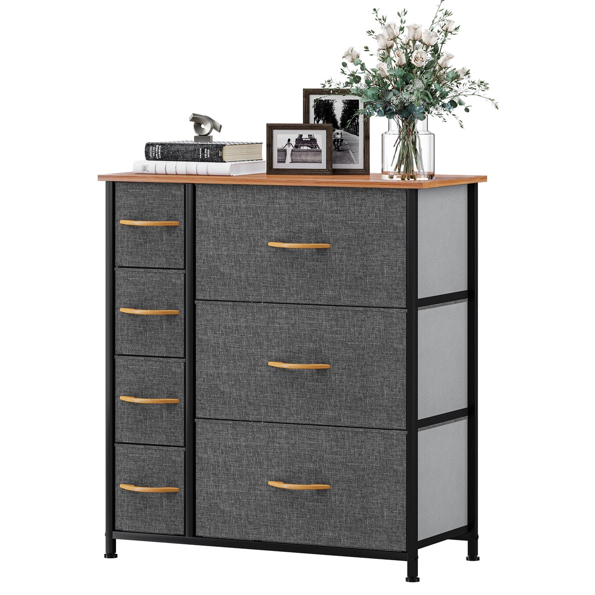 Gray Metal Fabric Wood Drawer Chests G9343
