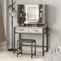 Vanity Desk with Lighted Tri-Fold Mirror and 2 Drawers T86517