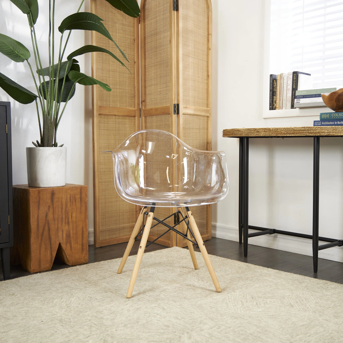 Clear Acrylic Lounge Chair with Wood Legs S355