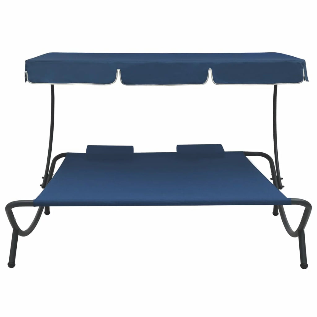 Blue Patio Bed with Canopy and Pillows Z93540
