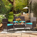 4 Piece PE Rattan Wicker Patio Table and Chairs Set with Cushions N8022