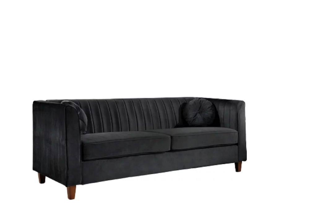 Velvet Rolled Arm Sofa, Black G28183