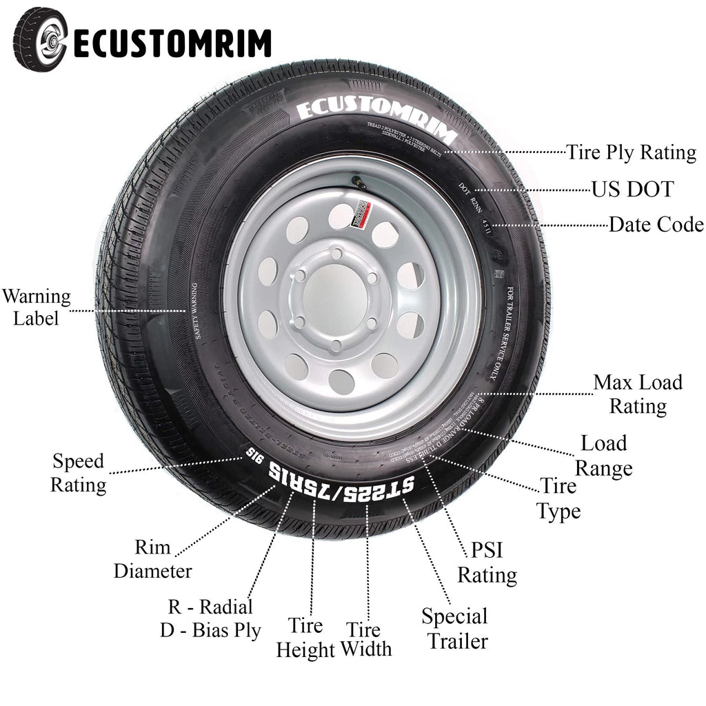 ST185/80D13 13 Trailer Tire On Rim M63435