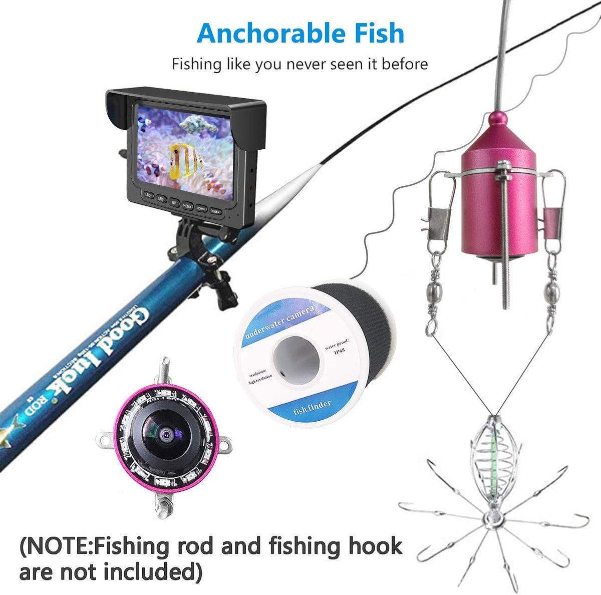 Portable Underwater Fishing Camera with 4.3 inch HD Monitor and 30m Cable A398