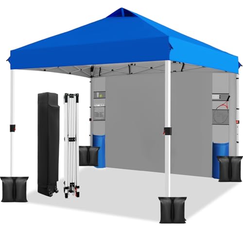 10x10 Pop Up Canopy Tent with 1 Sidewall and 6 Pockets Z59712