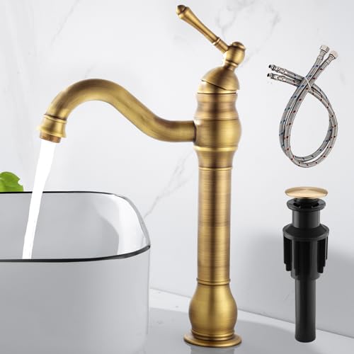 Single Hole Antique Brass Bathroom Vessel Sink Faucet K59260
