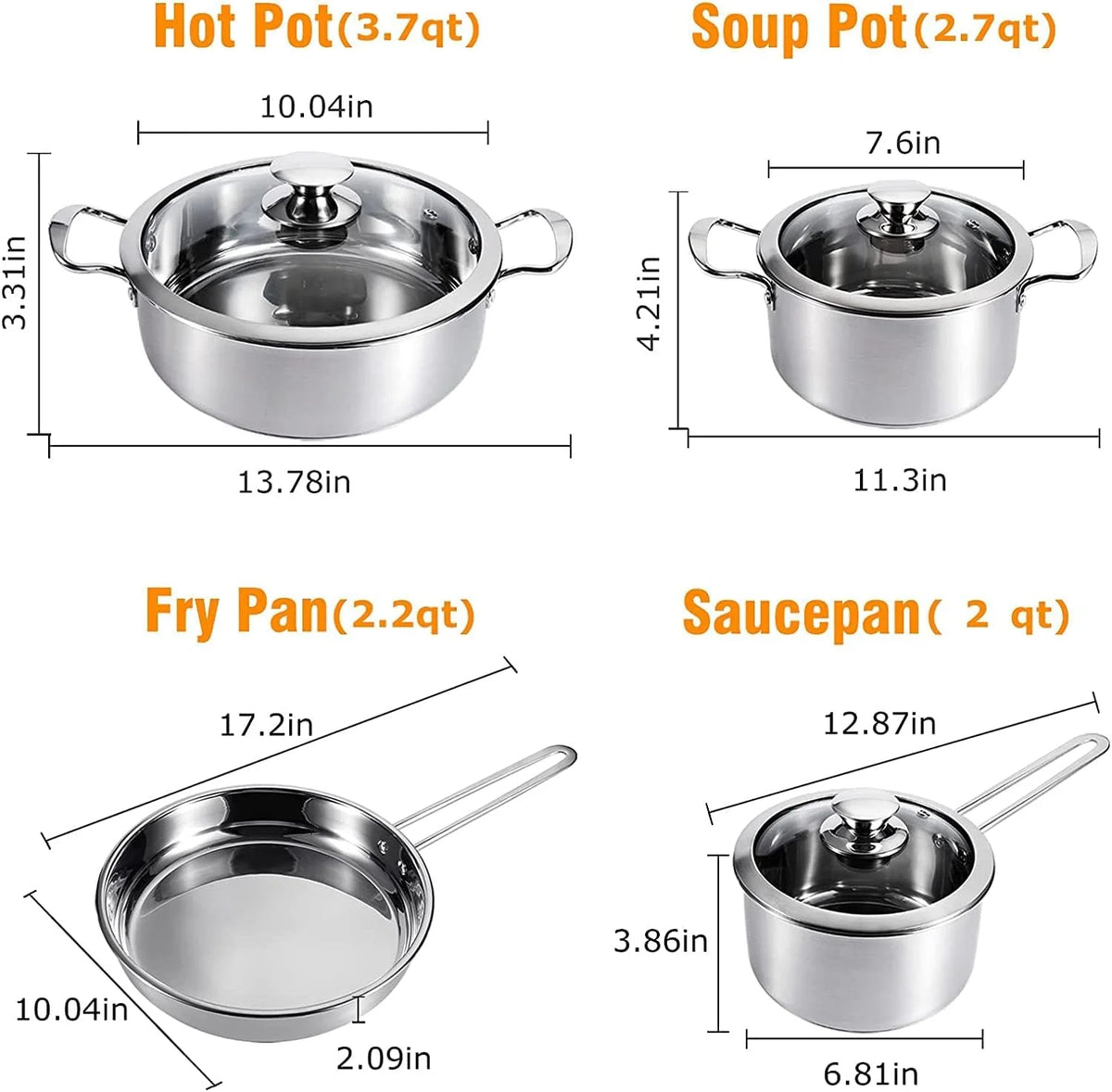 7 Piece Stainless Steel Cookware Set H10784