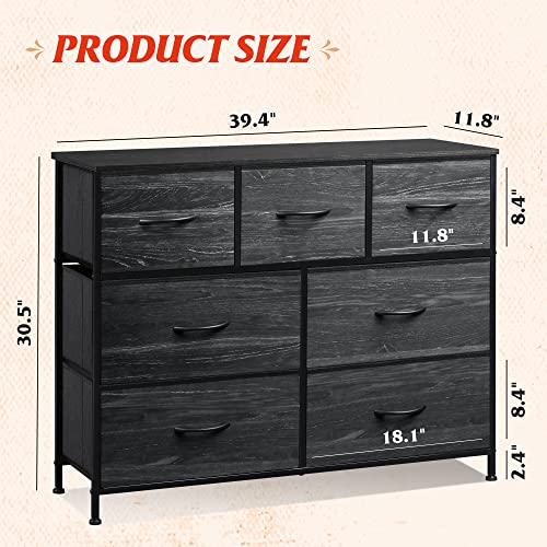 White 7 Drawer Fabric Dresser C4194
