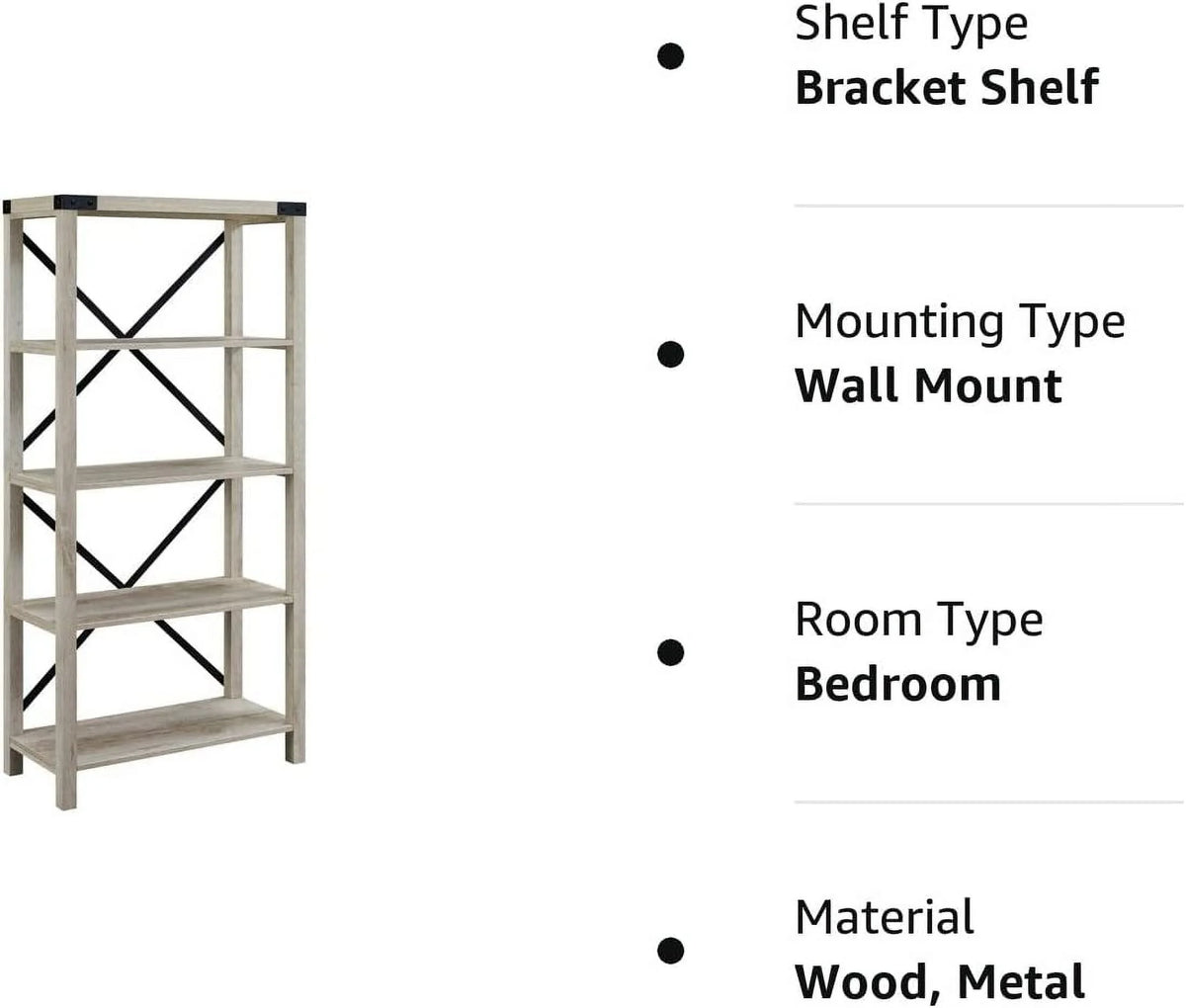 64 Inch Sable Grey Metal X-Back Bookshelf V2458