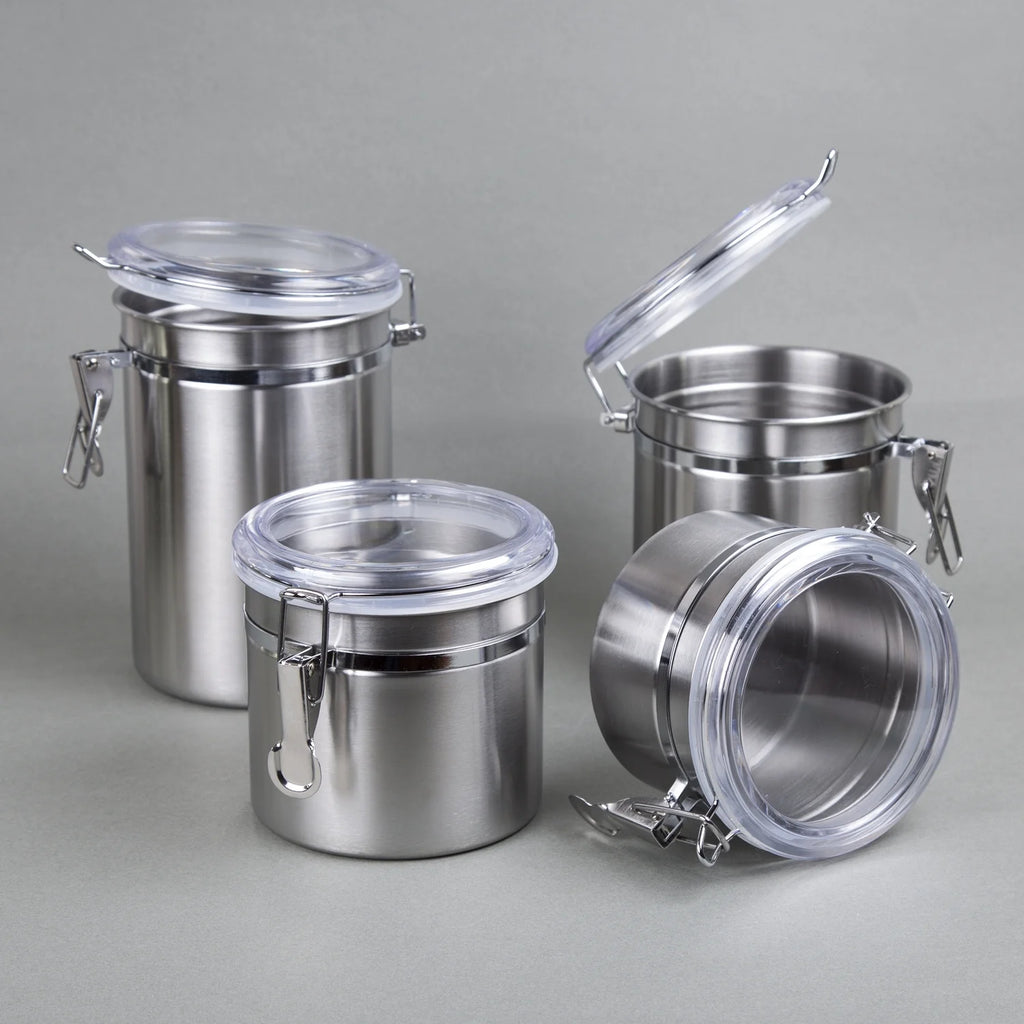 Set of 4 Stainless Steel Canister Set with Air Tight Lid U9185