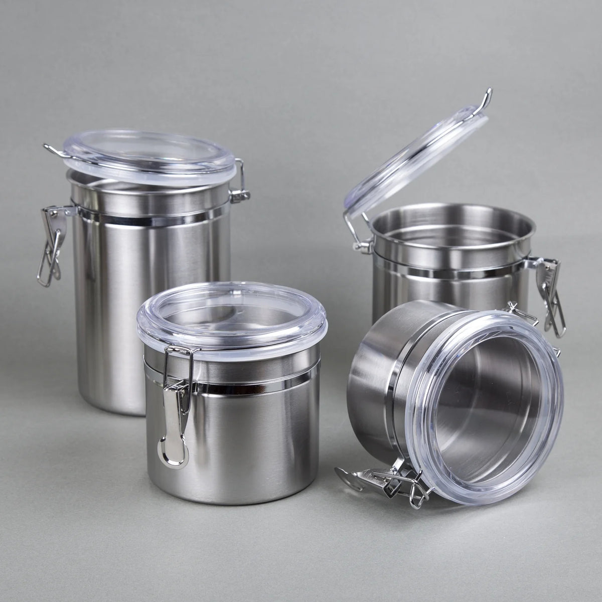 Set of 4 Stainless Steel Canister Set with Air Tight Lid U9185
