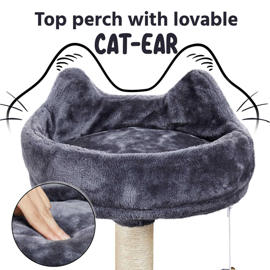 Dark Gray Large Plush Cat Tree with 3 Perches K6855