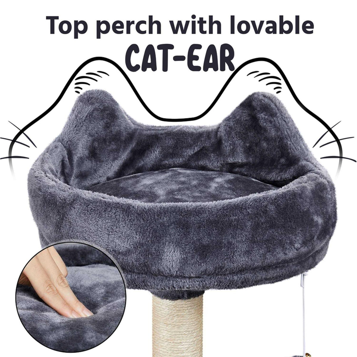 Dark Gray Large Plush Cat Tree with 3 Perches K6855
